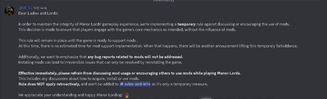 “非常に好評”中世領主ストラテジー『マナー・ロード』MOD関連の話題を公式Discordで禁止―ゲーム体験の“整合性”を維持するため