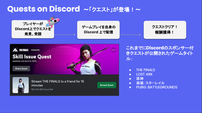 フレンドにライブ配信してゲーム内報酬を獲得―Discordが提供する新たなプロモーション施策「クエスト」とは【メディア向け説明会レポート】