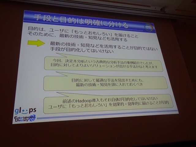 ソーシャルゲーム大手のgloopsの井澤正志氏は、累計登録者が360万人を突破したという同社の人気野球カードゲーム『大熱狂!!プロ野球カード』をテーマに、データマイニングとKPIについての講演を行いました。

まず井澤氏はソーシャルゲームにおけるデータマイニングを