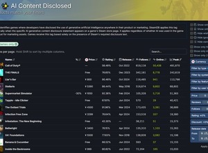 「生成AI利用した作品のフィルタ」機能をSteamDBが実装―AI利用を開示した作品を一括で非表示に 画像